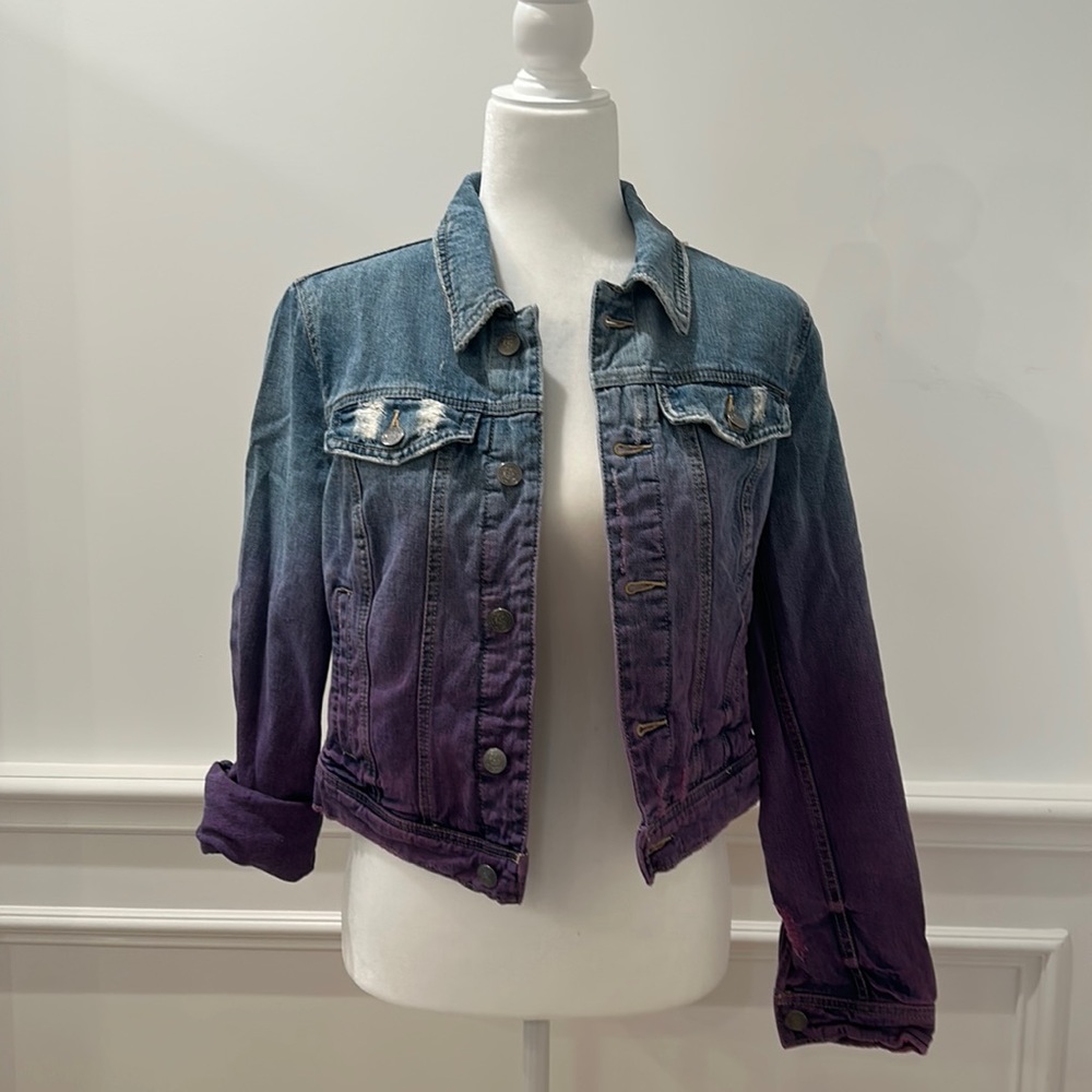 Free People purple dyed denim jacket‎ size 4